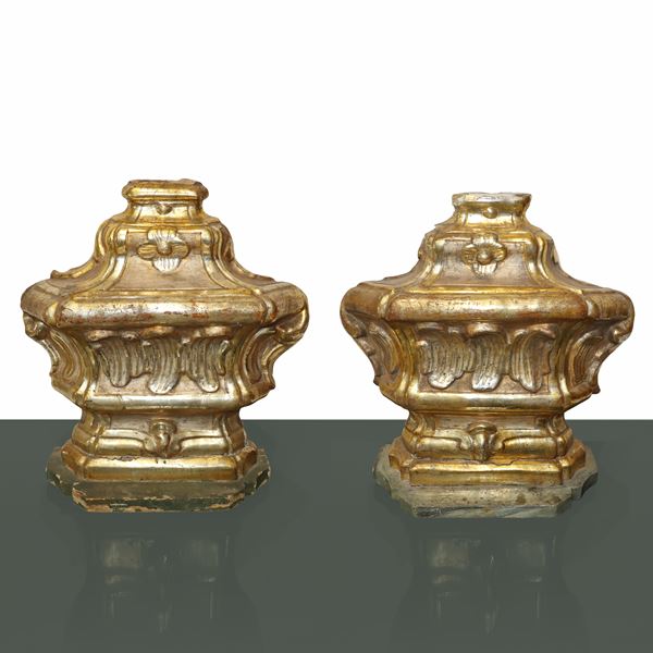 Pair of gold plated wooden palm holders in mecca