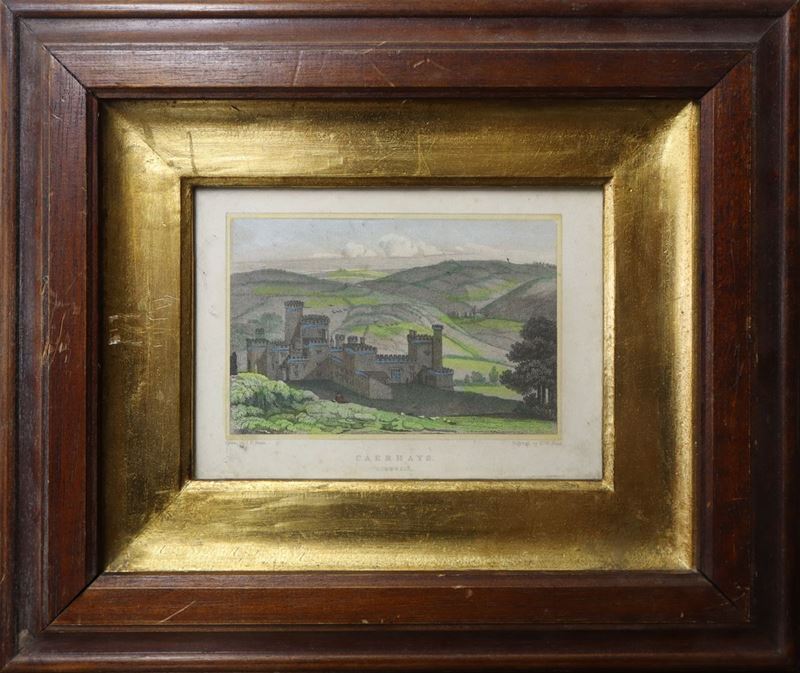 William Bond - Caerhays Cornwall - Incisione acquarellata