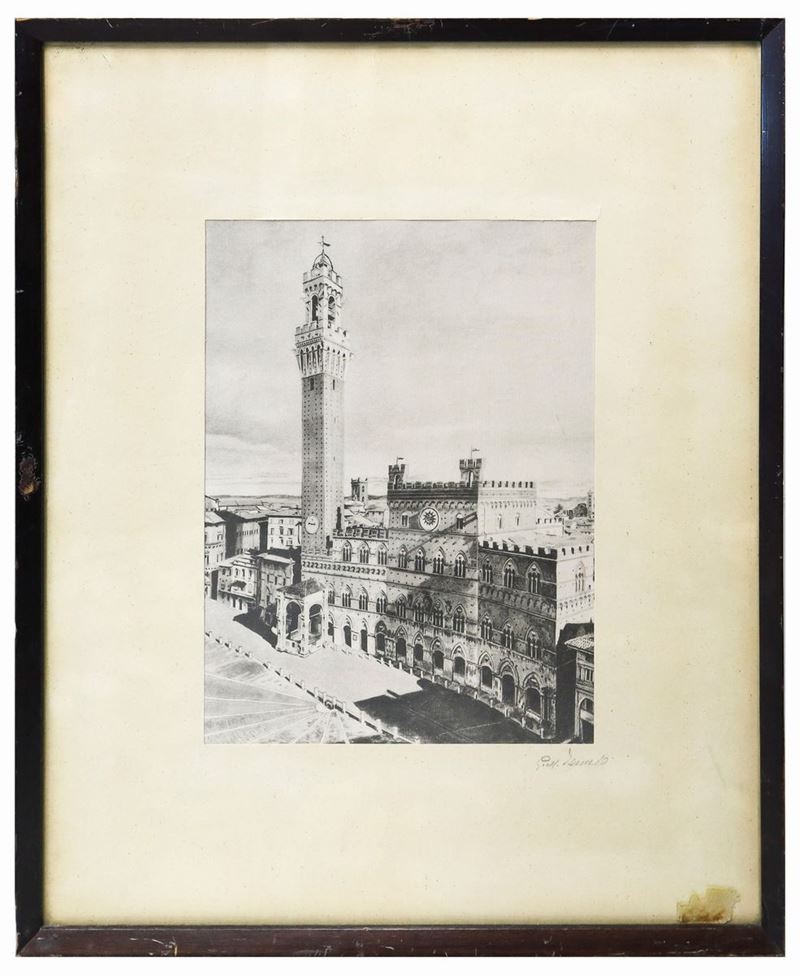 Incisione, Piazza del Campo di Siena