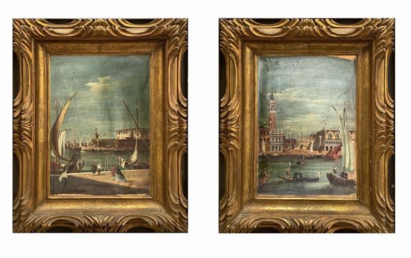 Vittore Zanetti Zilla - Coppia di dipinti raffiguranti Palazzo Ducale di Venezia