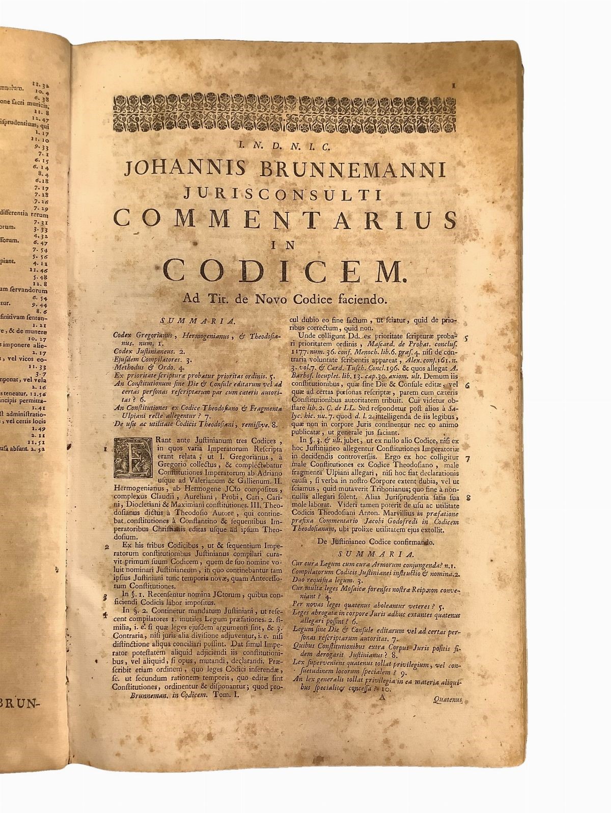 Johannis Brunnemanni, jurisconsulti, Commentarius in Codicem Justinianeum. Tomus Primus e Tomus S...