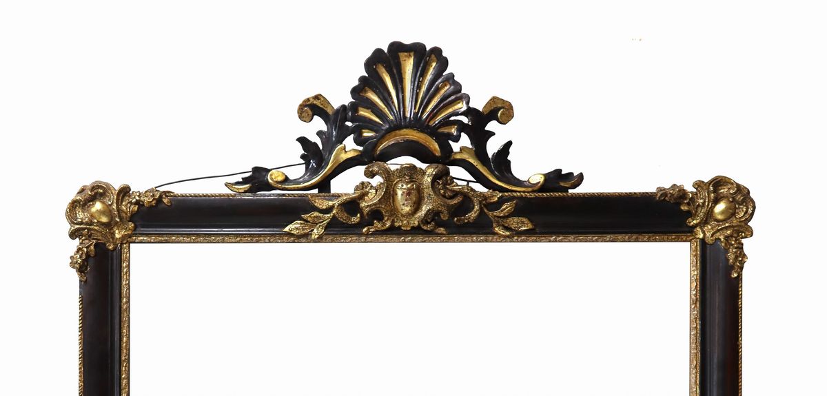 Specchiera in Legno Laccato con Applicazioni Dorate