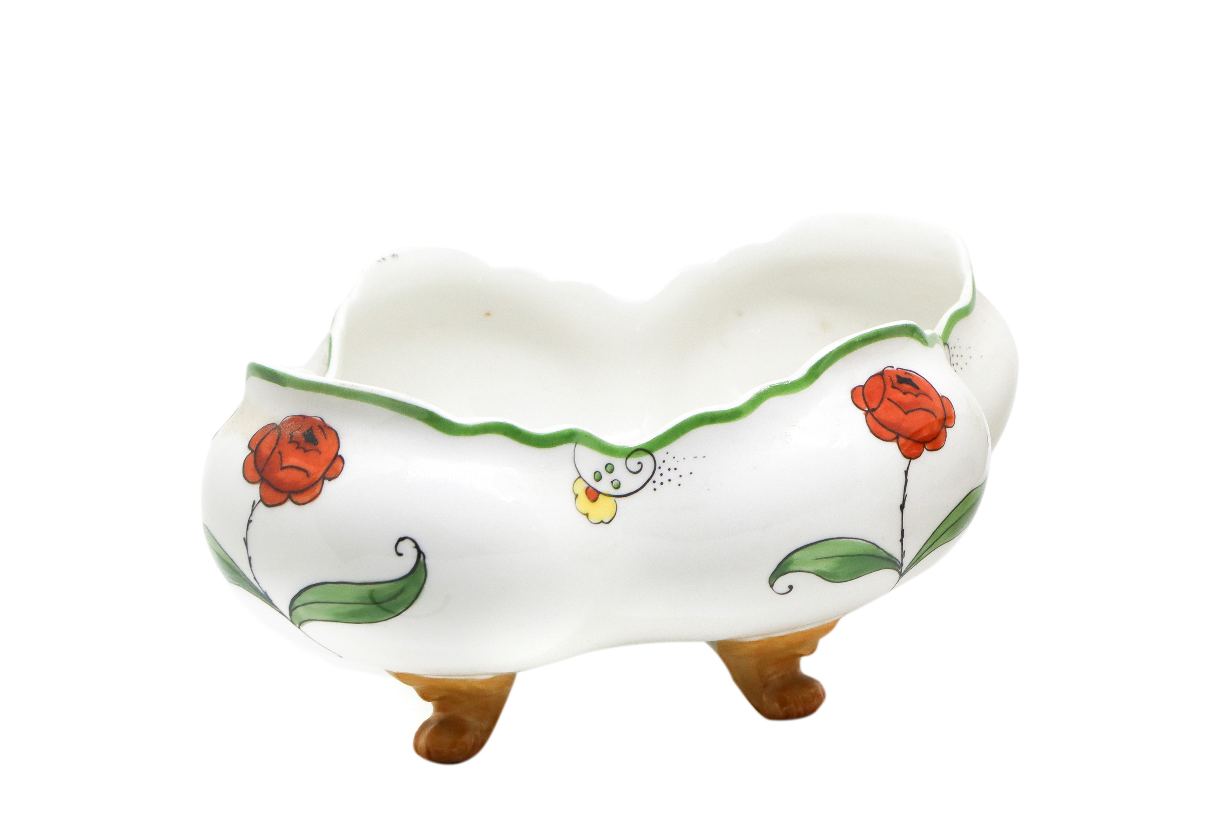 Coppia di portacioccolattini in porcellana con decori floreali