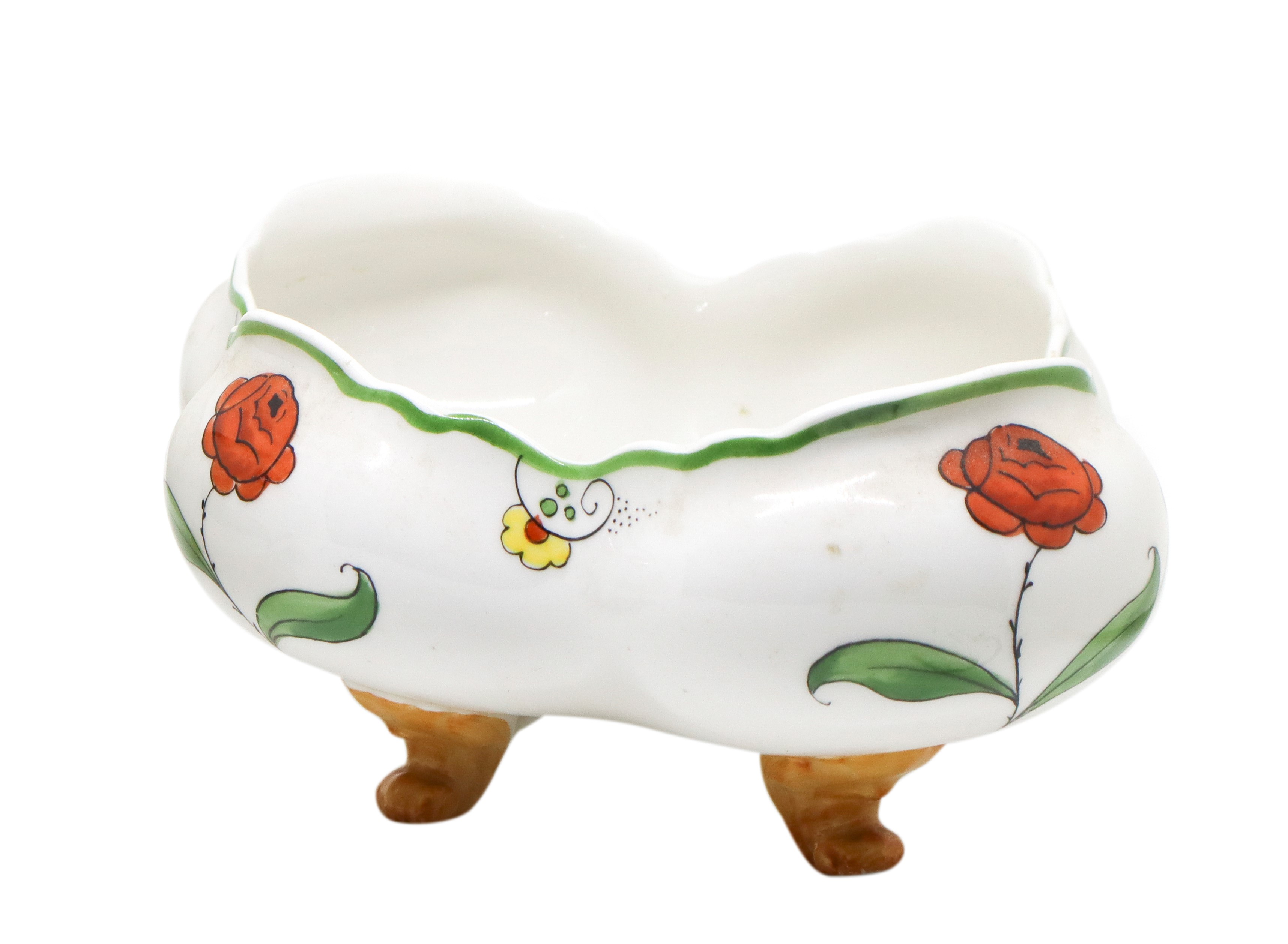 Coppia di portacioccolattini in porcellana con decori floreali