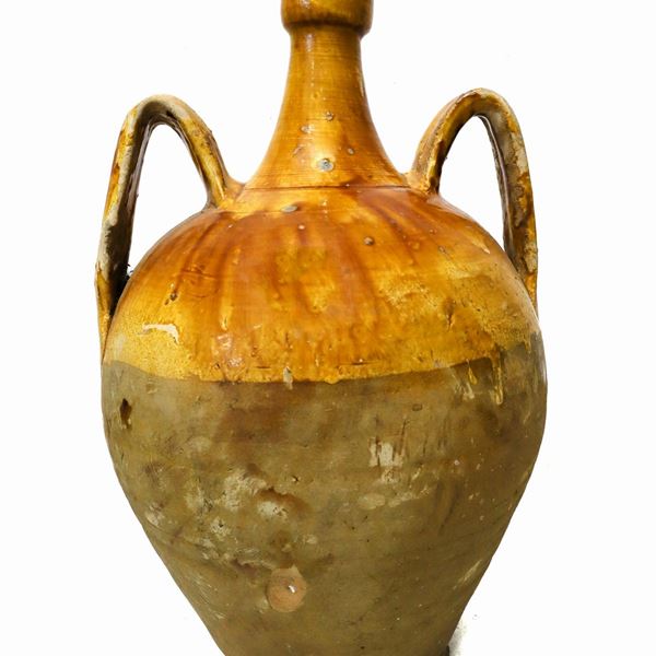 Orcio/ bummolo in maiolica smaltata, Santo Stefano di Camastra