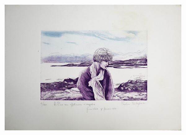 Graziella Paolini Parlagreco : Donna nel paesaggio  (1990)  - Asta Opere Grafiche e Stampe - Casa d'aste La Rosa