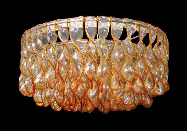 Mazzega - Ceiling lamp with chromed metal structure
