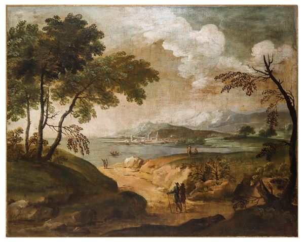 Pittore veneto della fine del XVII secolo, Paesaggio marino con personaggi
