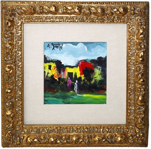 Antonio Bert&#232; - Paesaggio con figure