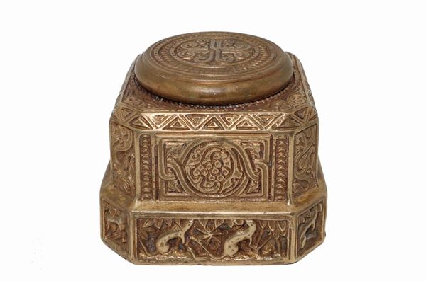 Tiffany Studios - Gilt bronze inkwell