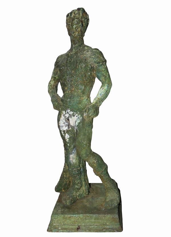 Green patinated bronze sculpture