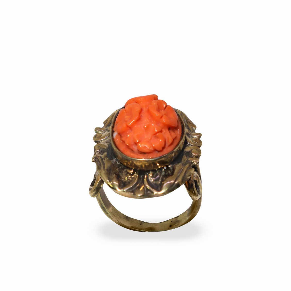 Anello in Argento ed Oro a Basso Titolo con Fiori in Corallo