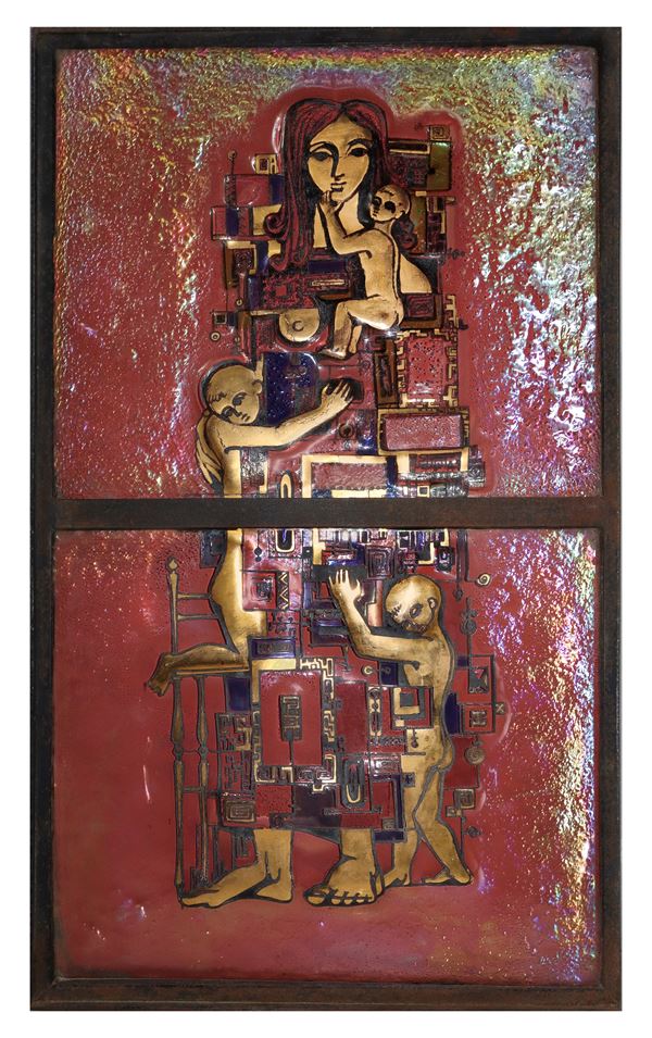 Anzolo Fuga - Maternità in vetro di Murano con rifiniture in oro zecchino