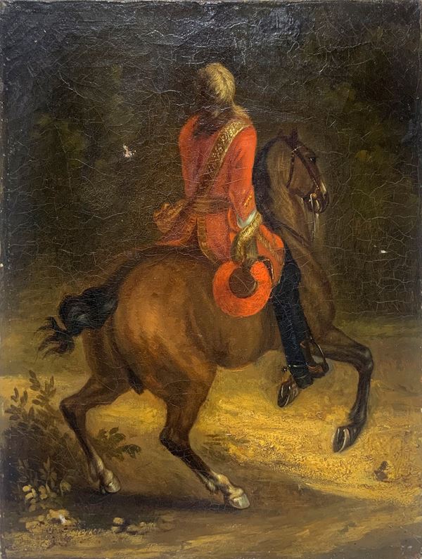 Adam Frans van der Meulen - Cavaliere a cavallo di spalle