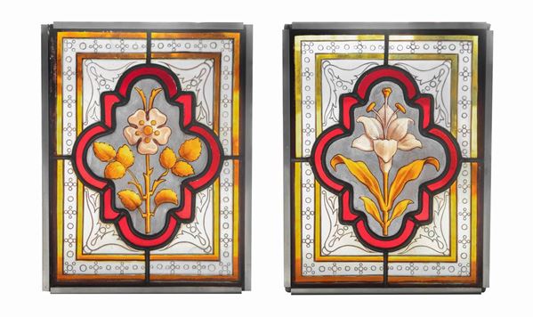 Pair of leaded glass