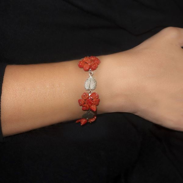 Bracciale in oro e corallo