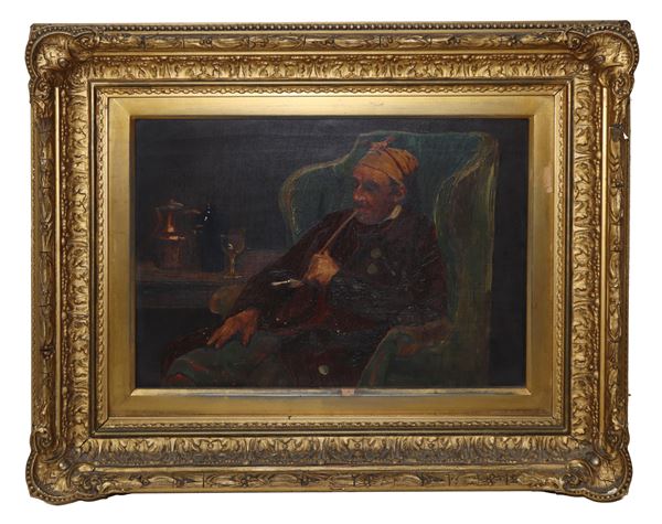 Pipe smoker in an armchair