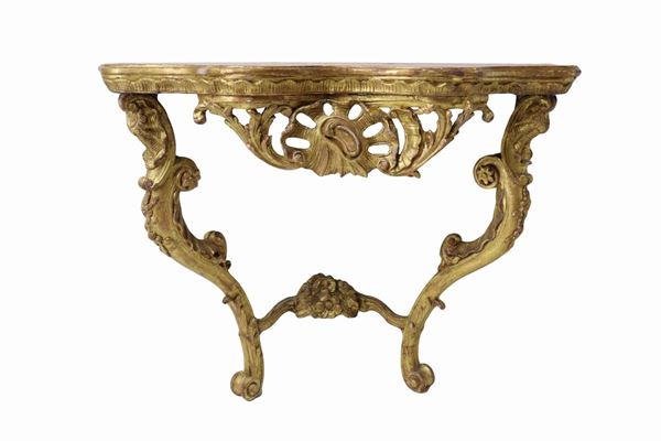 Wall console in gilded wood