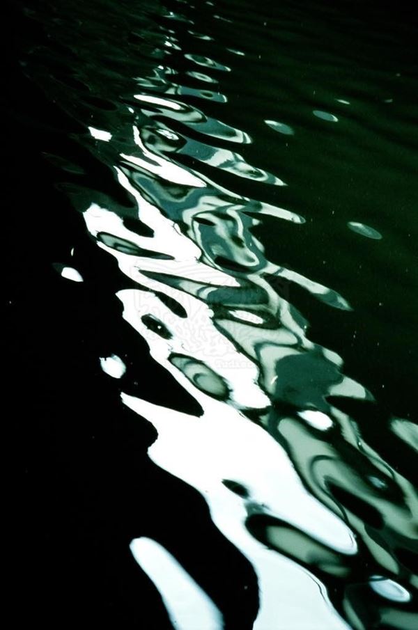 Collection AQUA, titled "Flash of Genius", 2006. UK: London, white and gray reflection on black river water slide 0/5, 70x100, Digital Fine Art print on Kodak photo paper mat, black forex 20mm, edged