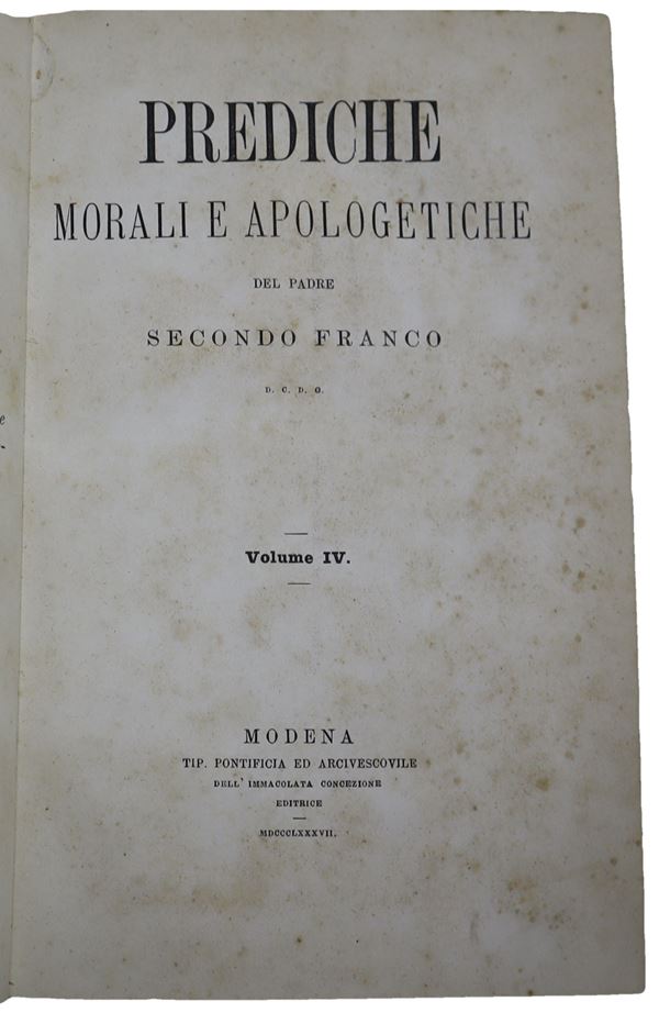 Secondo Franco - Prediche morali ed apologiche