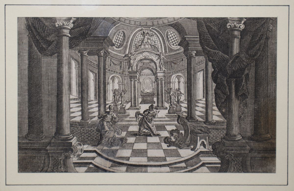 Interno di chiesa, incisione ad acquaforte (Fantasia architettonica)