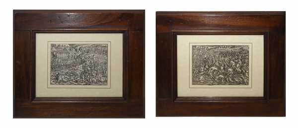 Jost Amman - Pair of engravings depicting war scenes