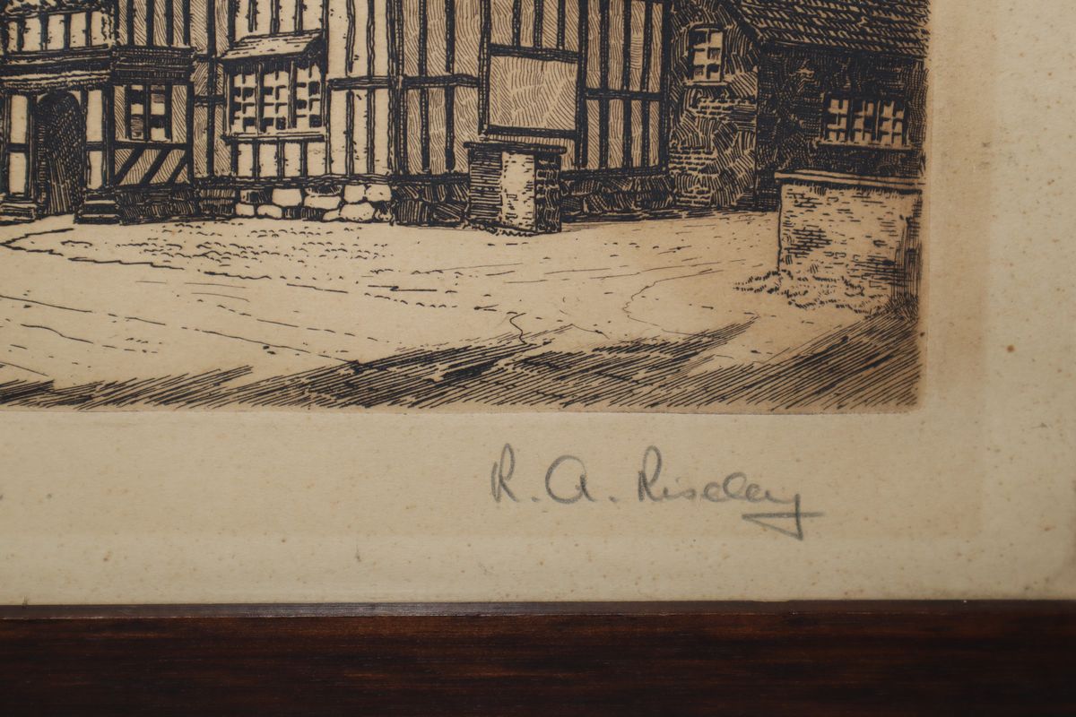 Casa Brereton Green Cheshire, incisione da rame ad acquaforte,  XIX secolo
