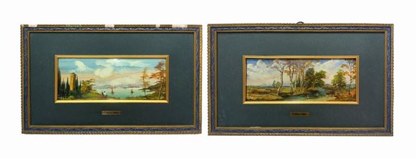 Pair of paintings depicting landscapes