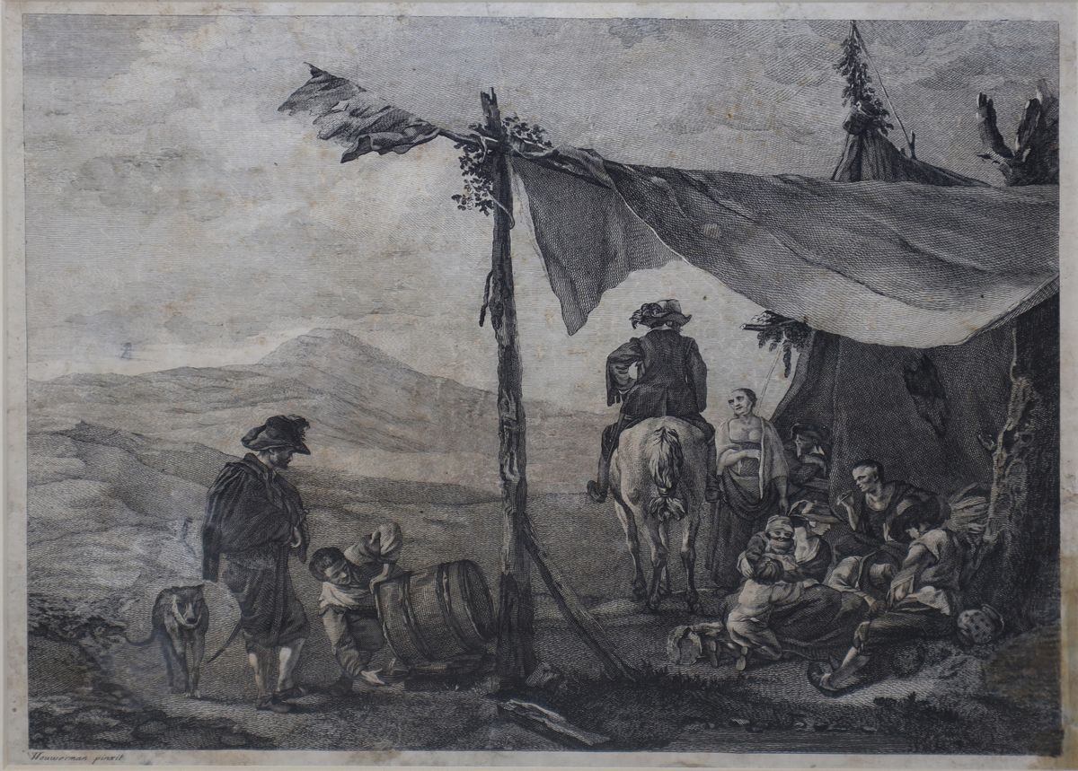 Wouwerman, Donne, uomini e bambini in accampamento