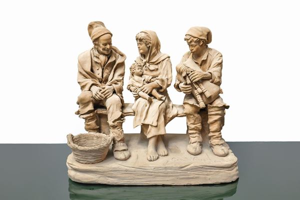 Giacomo Vaccaro - Three monochrome terracotta figurines