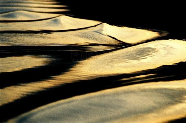 Collection AQUA, titled "Dunas", 2005. Brazil: Mato Grosso, Pantanal, yellow waves on the dark river, slide 0/5, 70x100, Digital Fine Art print on Kodak photo paper mat, black forex 20mm, edged
