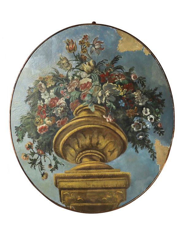 Still life of flowers in large vase