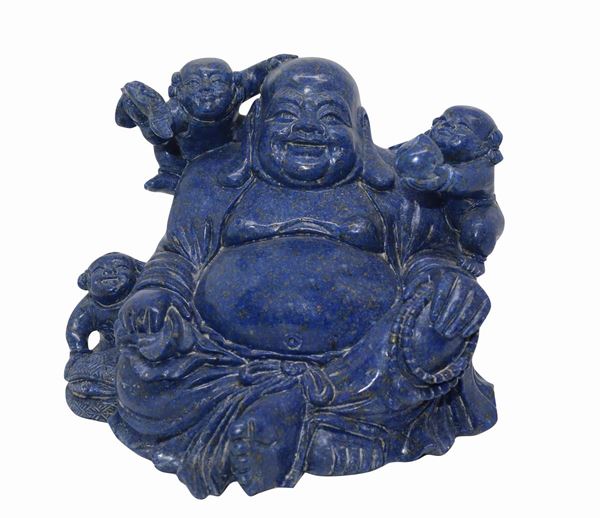 Buddha with children in lapis lazuli