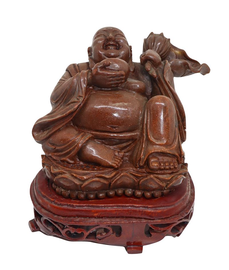 Buddha con fior di loto in aventurina stellata