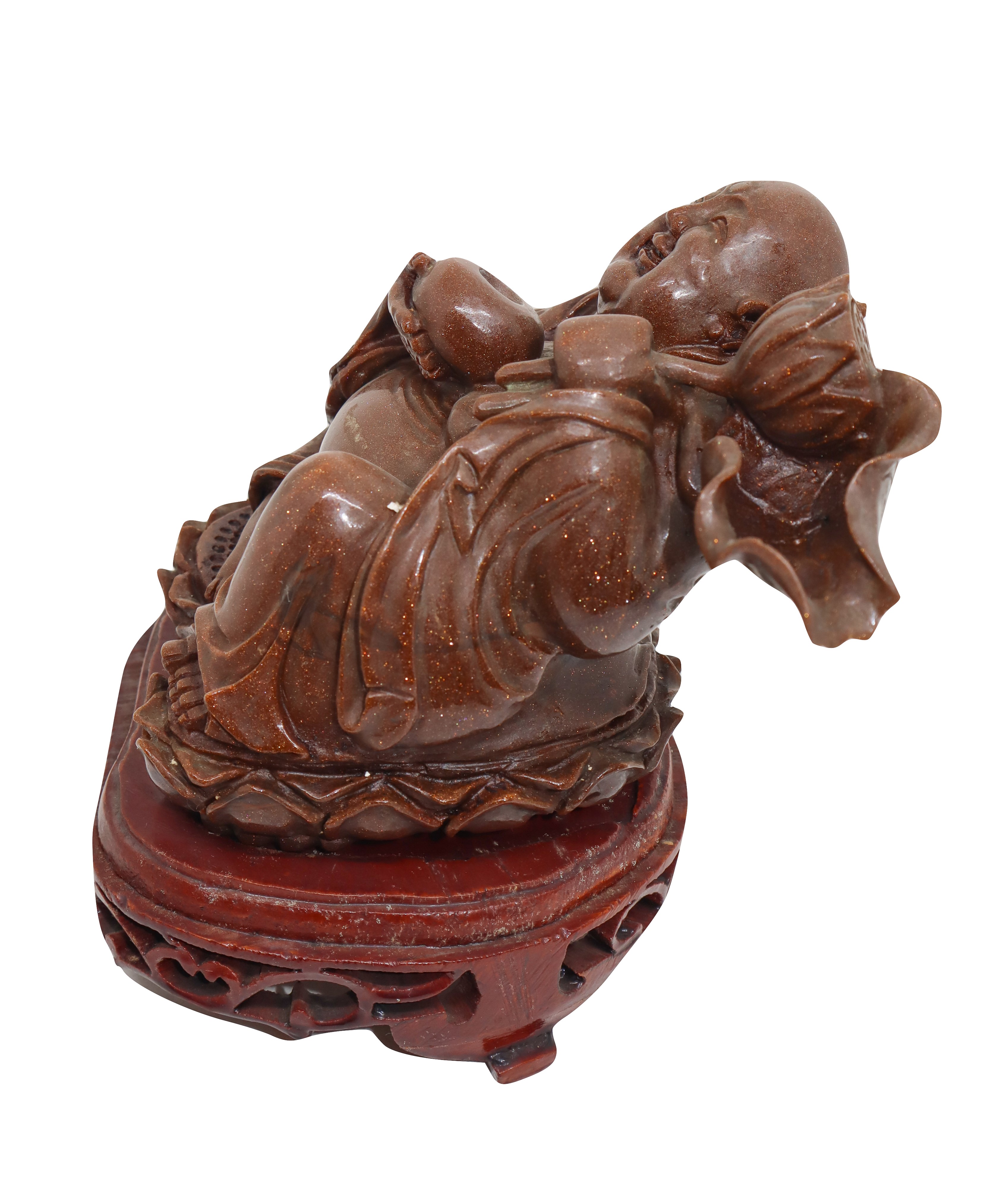 Buddha con fior di loto in aventurina stellata