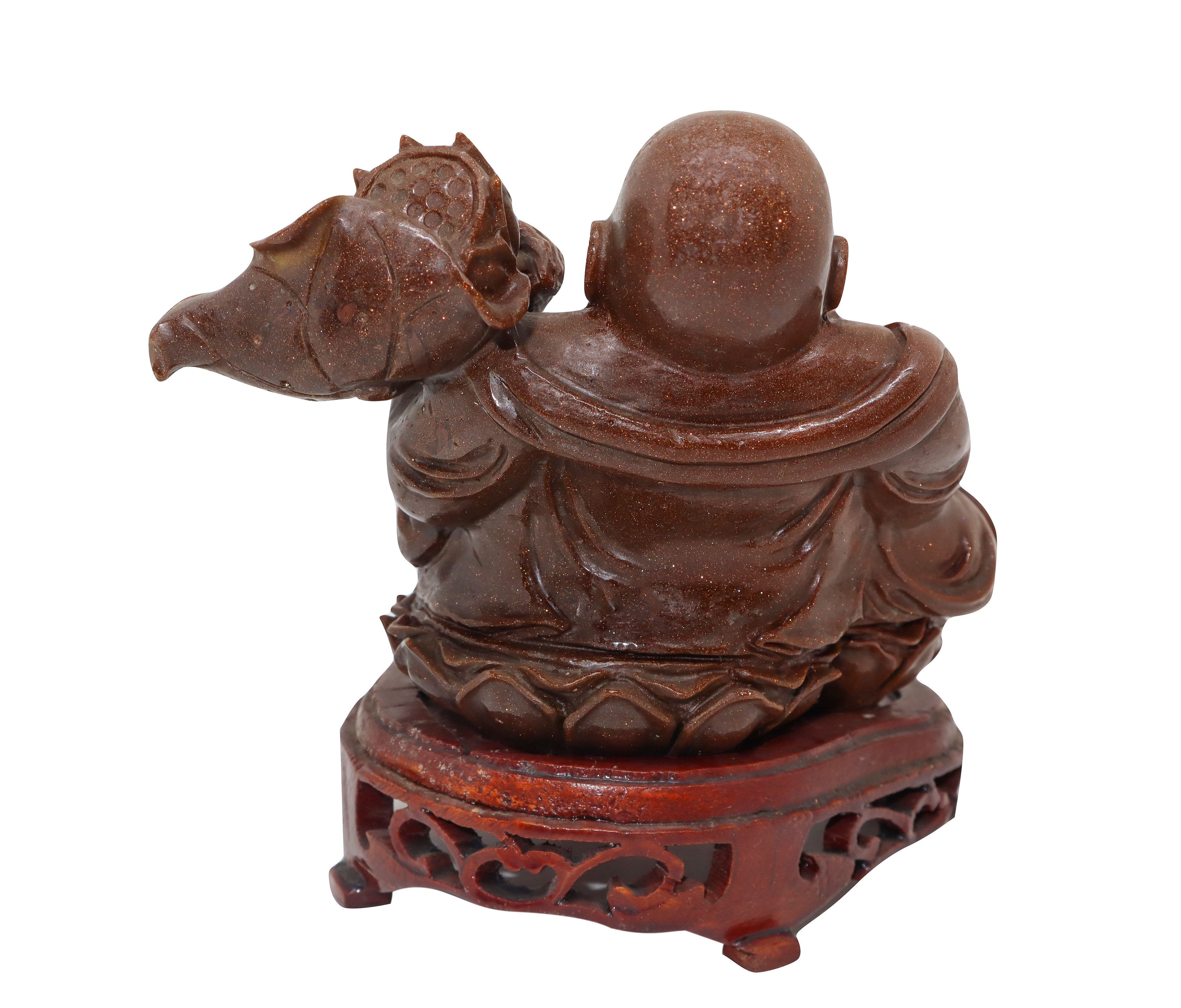 Buddha con fior di loto in aventurina stellata