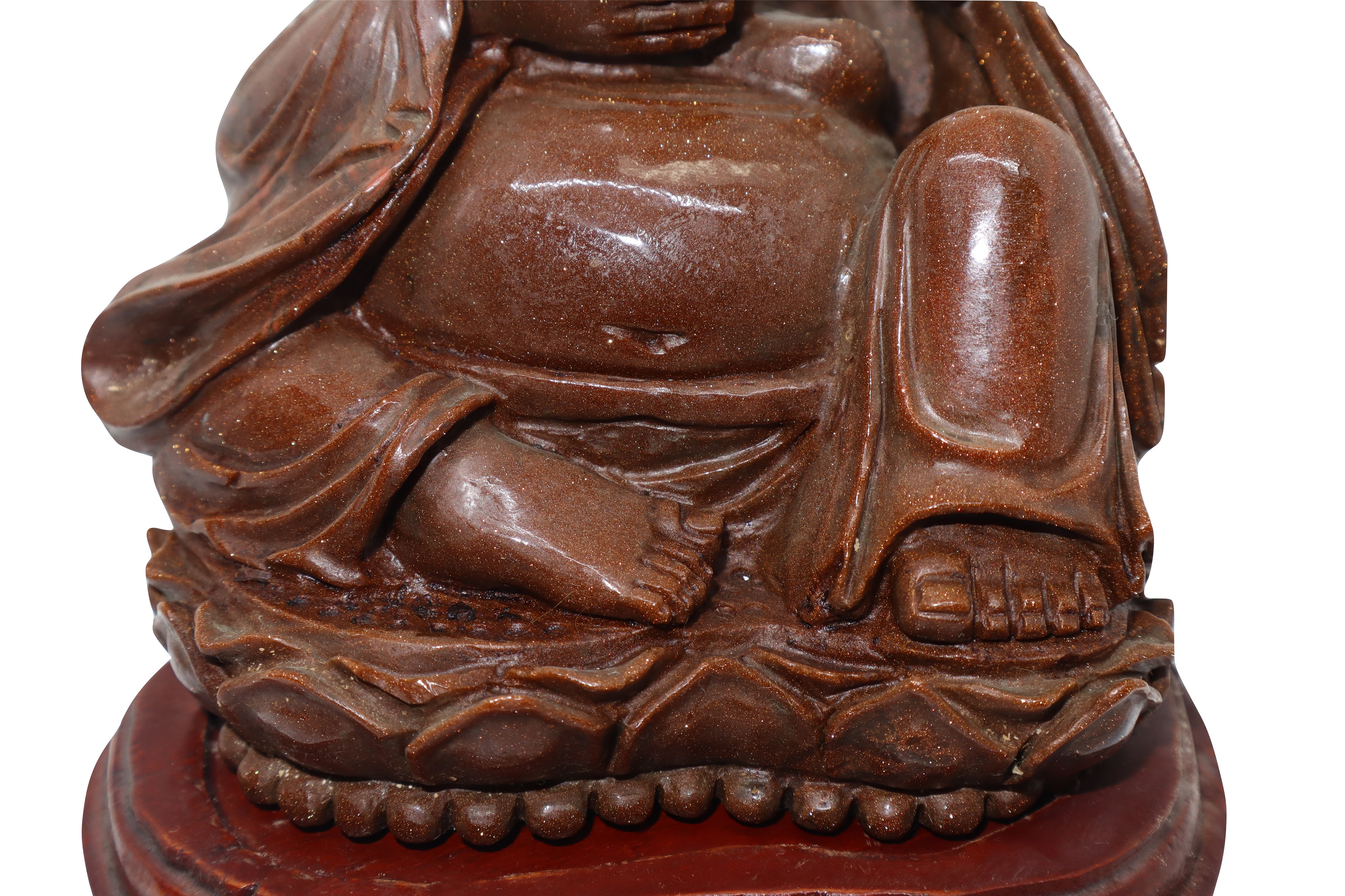 Buddha con fior di loto in aventurina stellata