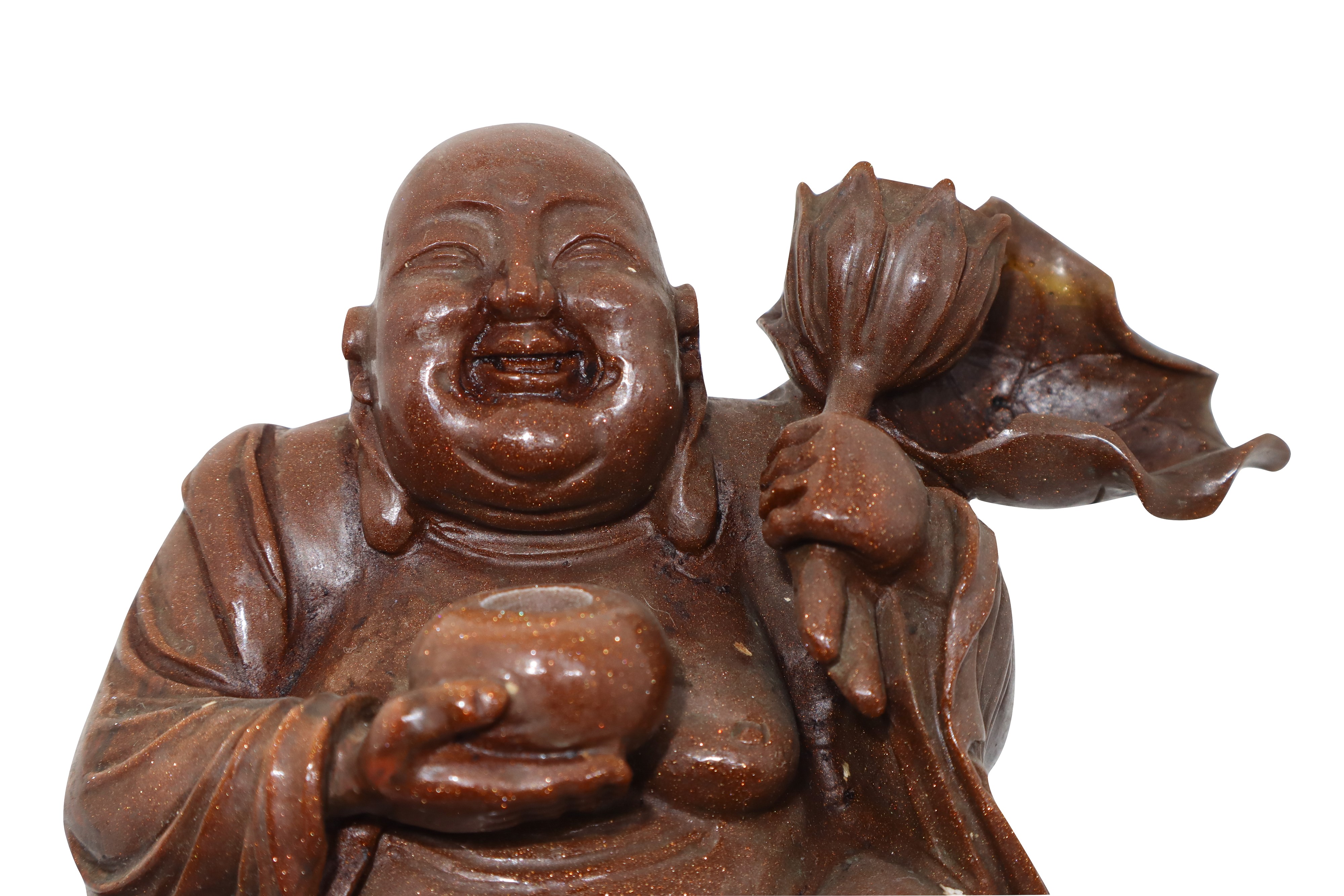 Buddha con fior di loto in aventurina stellata