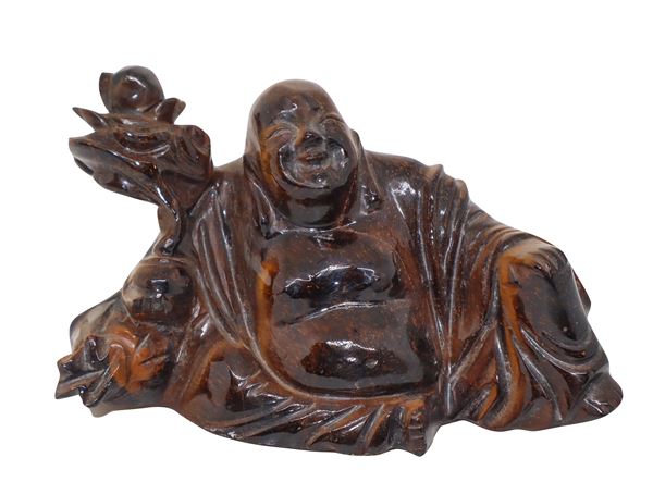 Buddha con fior di loto in occhio di tigre