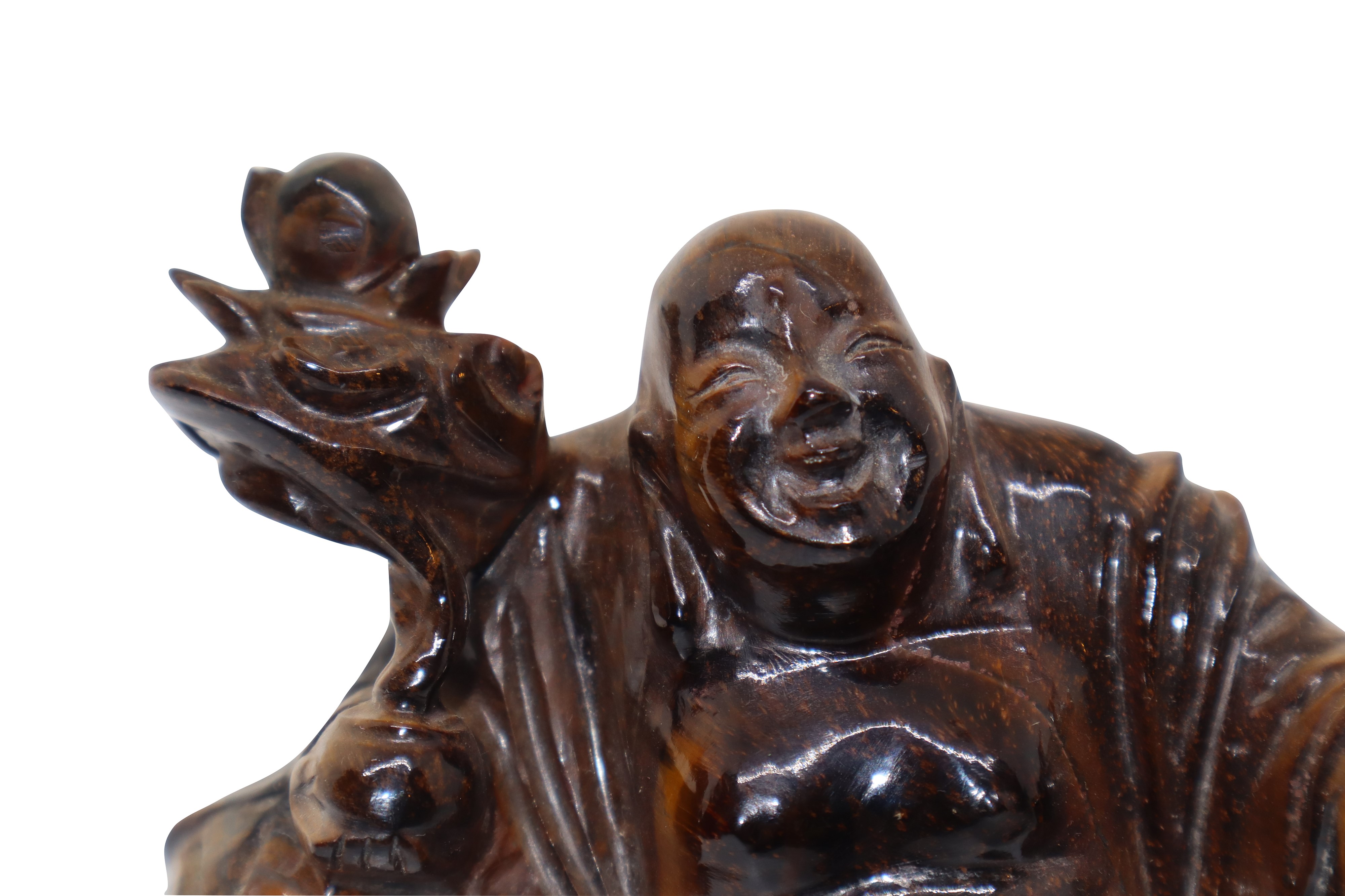 Buddha con fior di loto in occhio di tigre