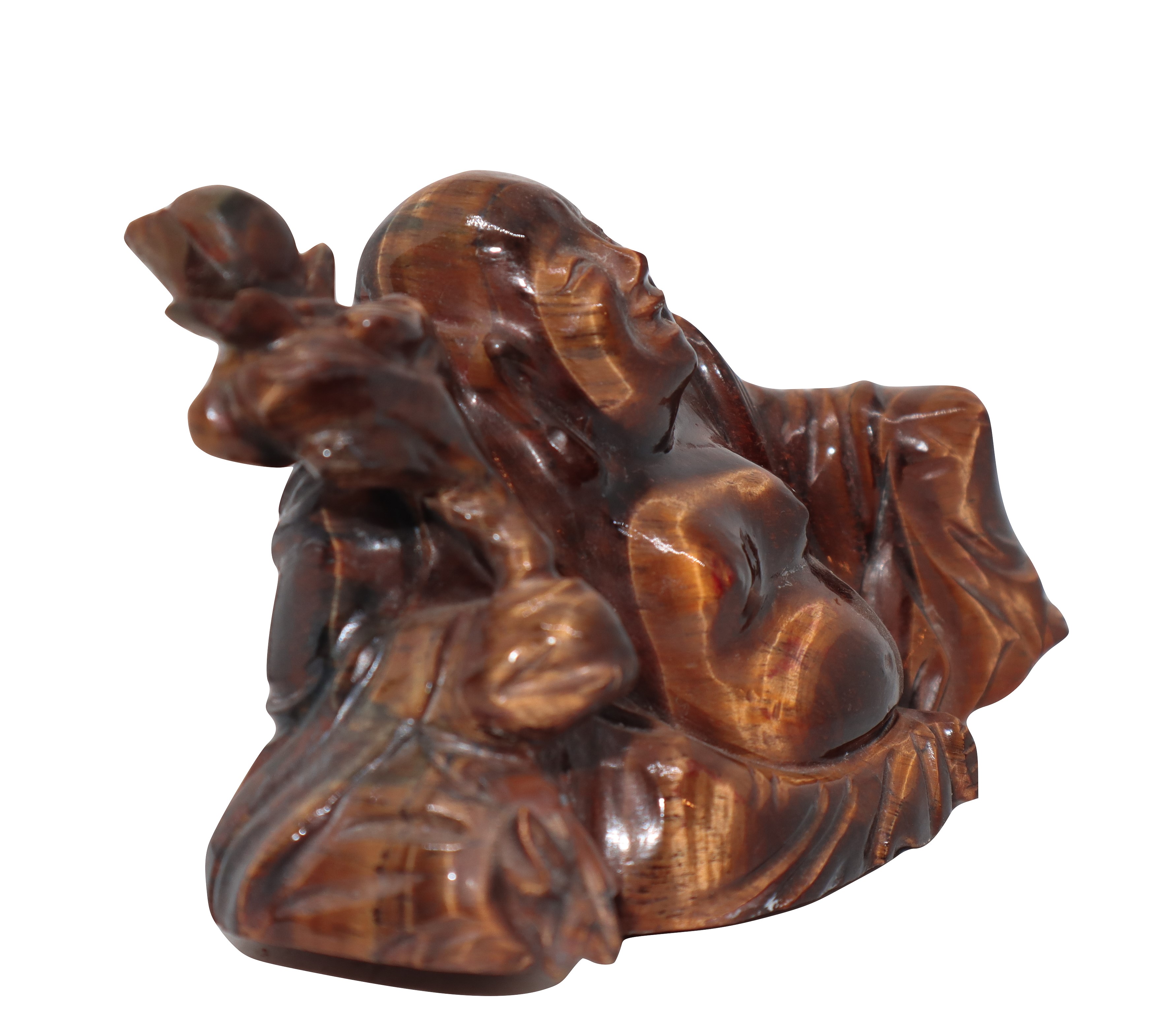 Buddha con fior di loto in occhio di tigre