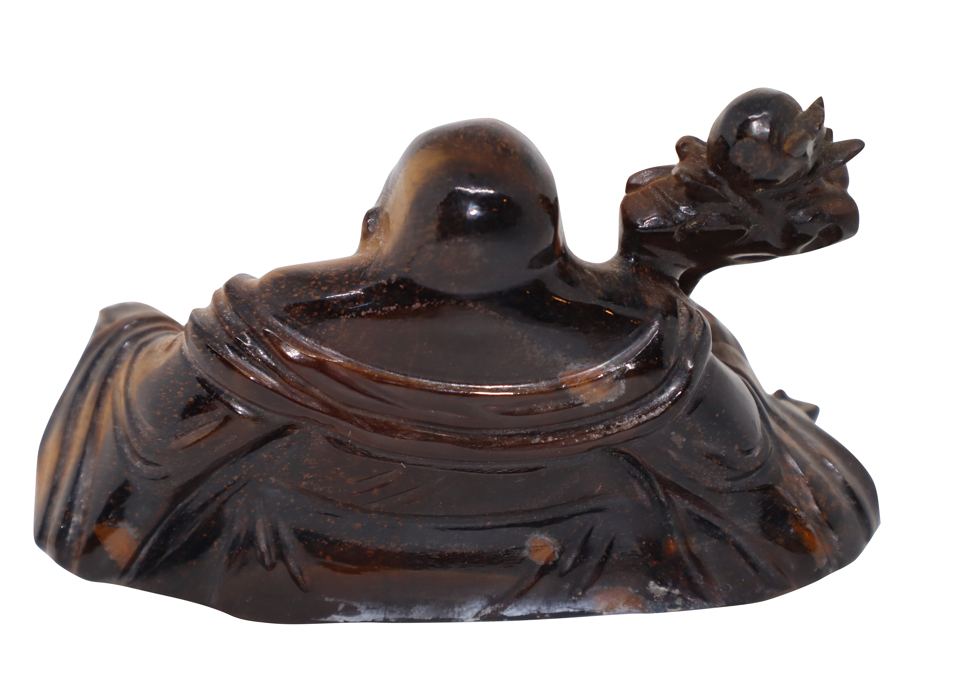 Buddha con fior di loto in occhio di tigre