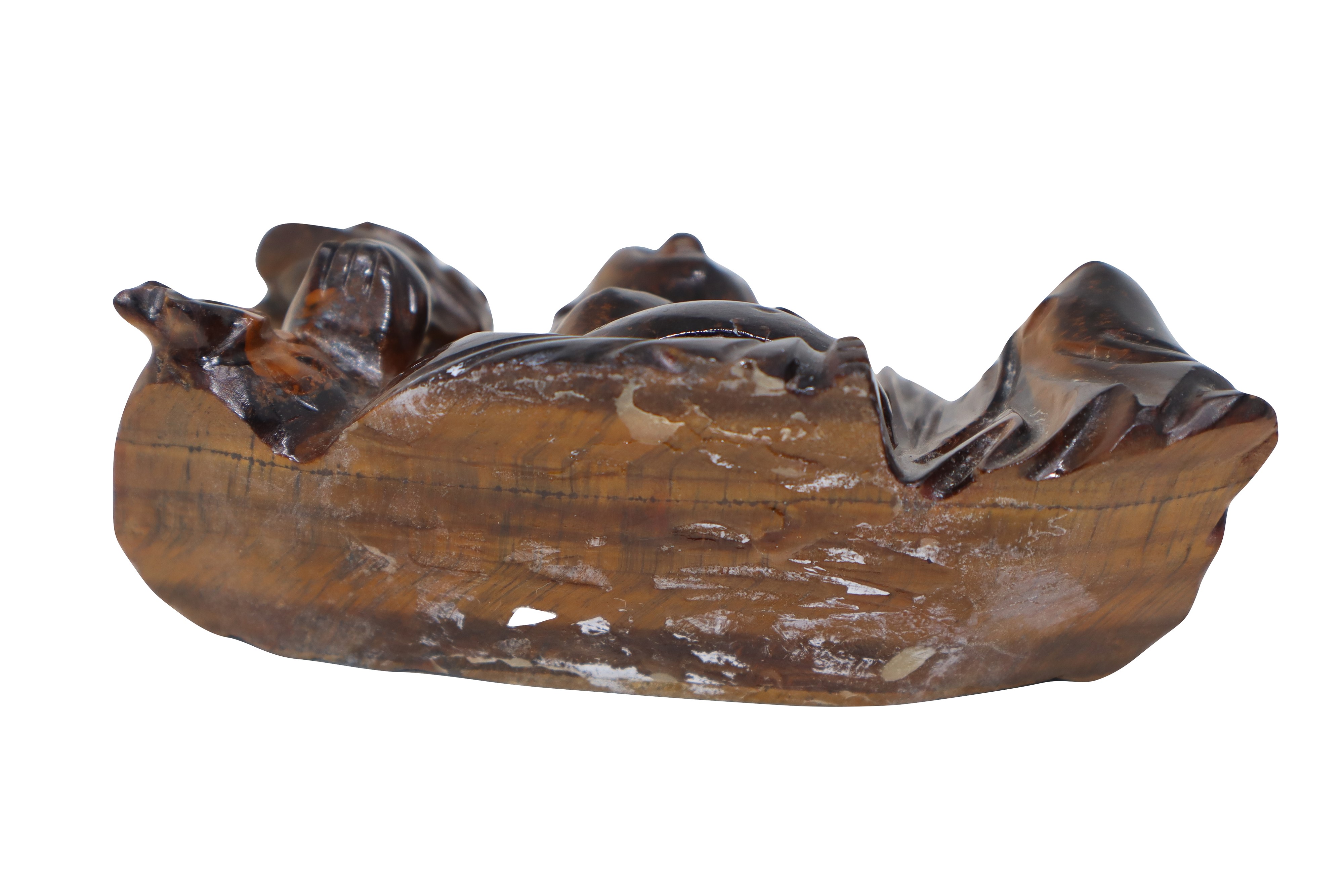 Buddha con fior di loto in occhio di tigre