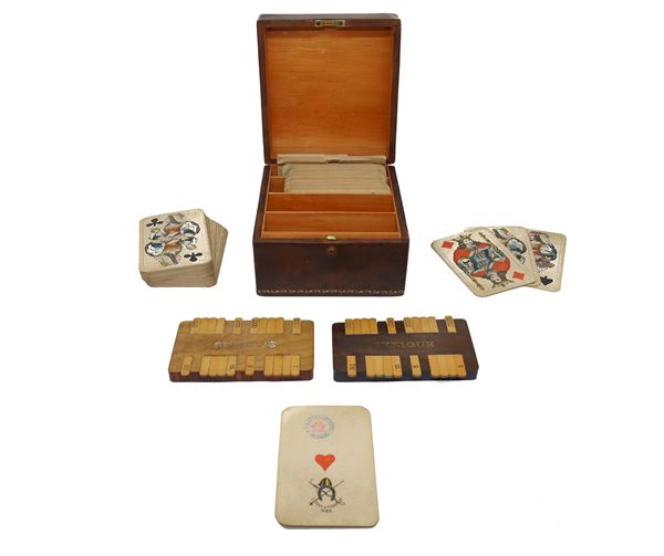 Vintage leather box Bezique cards C, Titz & Schinkay Wien