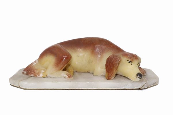 Polychrome alabaster dog