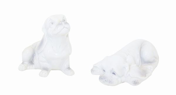 Capodimonte - Pair of pug dogs