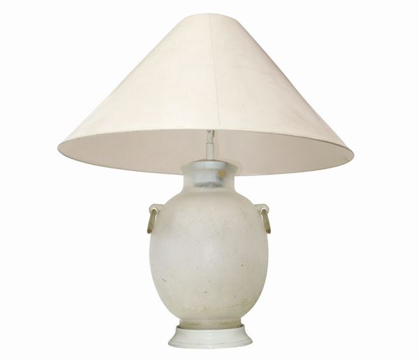 Table lamp in satin glass