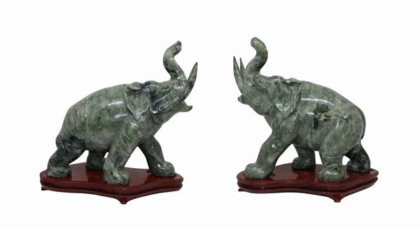 Pair of jade elephants