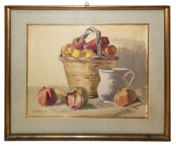 Carmelo Comes - Still life of pomegranates and prickly pears