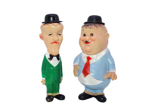 Laurel and Hardy, pair of rubber sound puppets